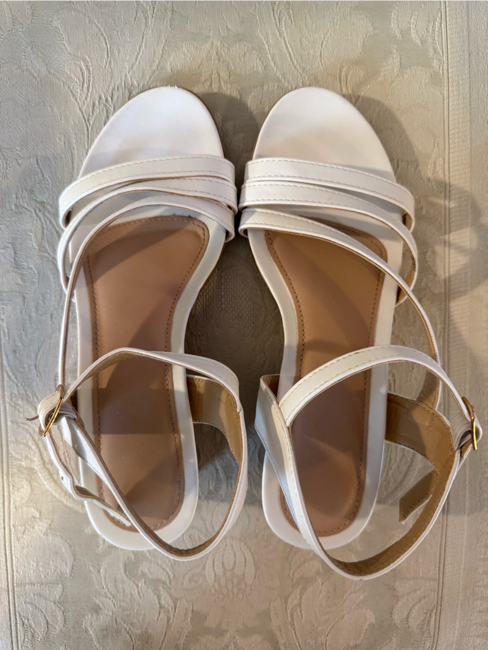 Women's White Strappy Slingback Sandals - Classic Summer Heels 🤍 💐